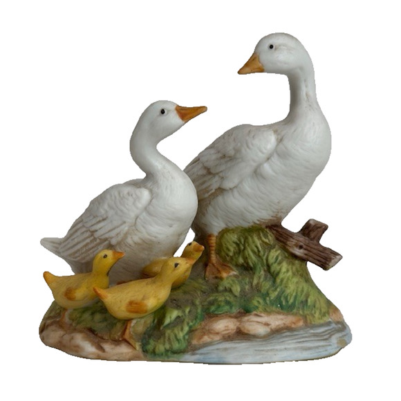 Homco #1459 Porcelain Figurine w/Sticker Duck/Ducklings/Geese Family Vintage - Picture 1 of 16